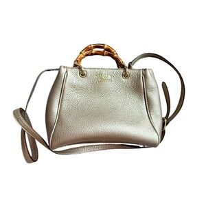 Gucci Metallic Bamboo-Handle Crossbody Bag